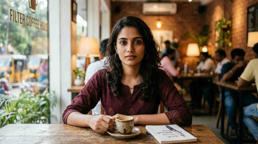 வெட்கத்துடன் கூடிய ஒரு பெண்ணின் அழகான காதல் கண் பார்வை - நெருக்கமான படம்